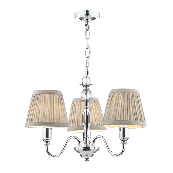 (image for) Laura Ashley Ellis 3lt Pendant Polished Chrome With Shades